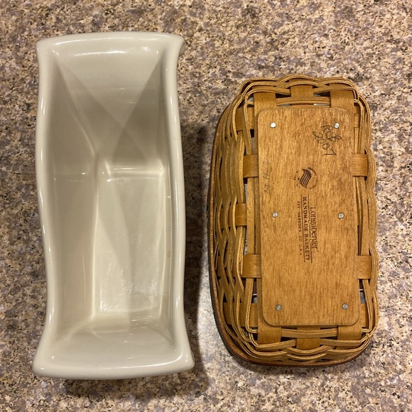 Longaberger Sleigh Basket Liner Protector Ivory Nature’s Garland Dish Christmas - Picture 3 of 17